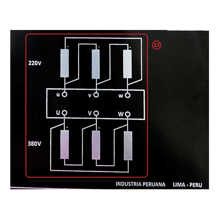 Placa de características de un transformador eléctrico